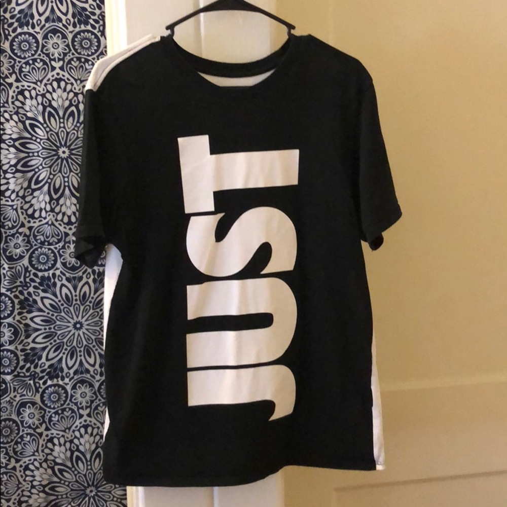 Nike Just Do It T-Shirt Black White M Athletic Cut